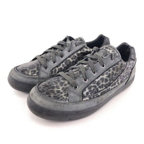 FitFlop Rally Pewter Leopard Leather Sneakers 9 - Picture 3 of 12